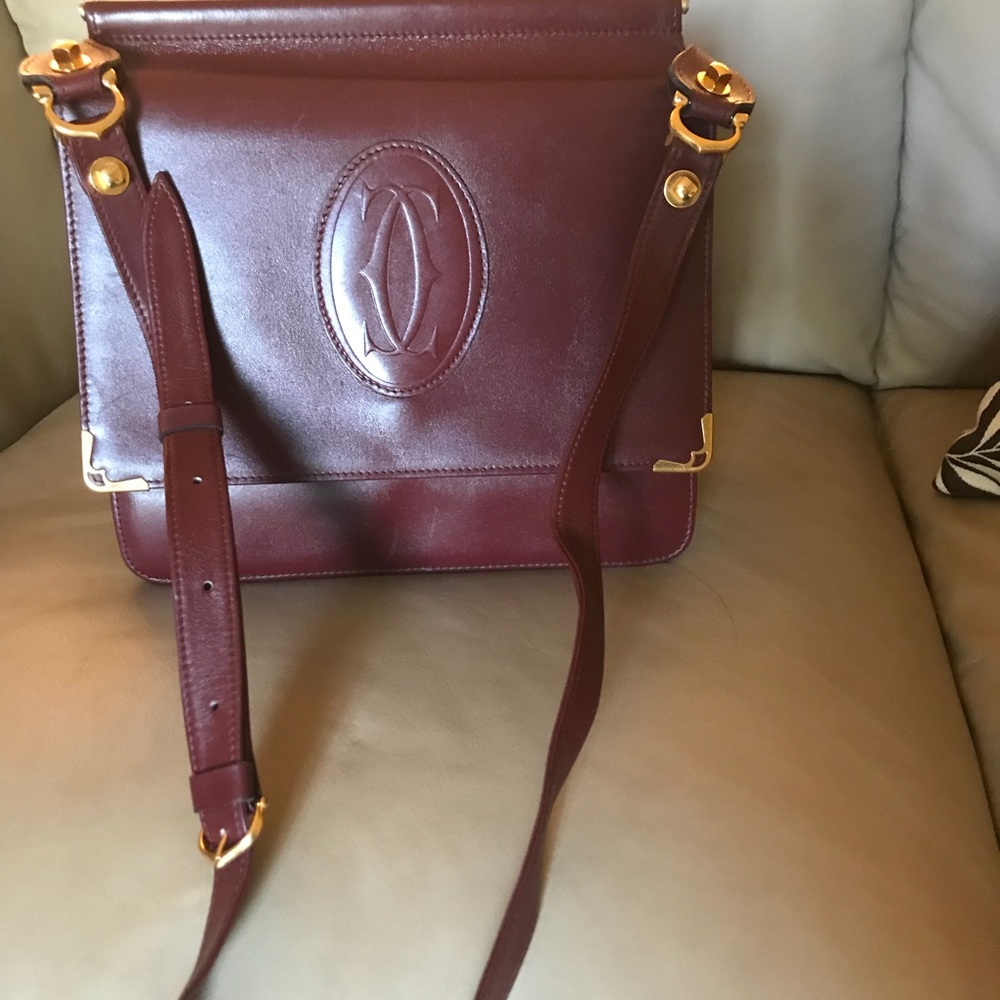 Must de Cartier Bordeaux Double Sided Shoulder Bag